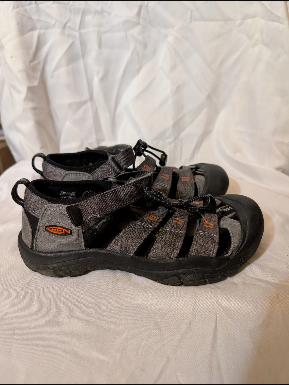 Keen Kids Newport H2 Gray Sport Sandals with Orange Accents